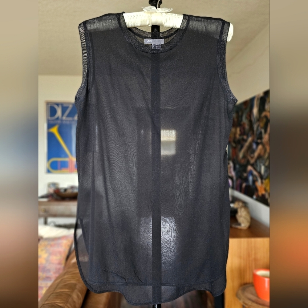 VINCE. Silk Sheer‎ Sleeveless Top